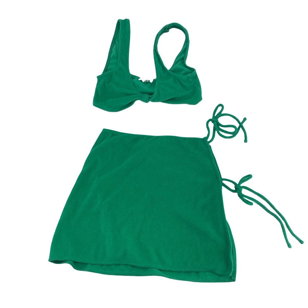 superdown Women's Skirt Set Two Piece Green Terry Cloth XX-Small